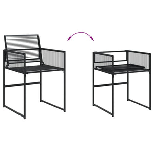 Set da Pranzo da Giardino 9 pz Nero in Polyrattan 3295050