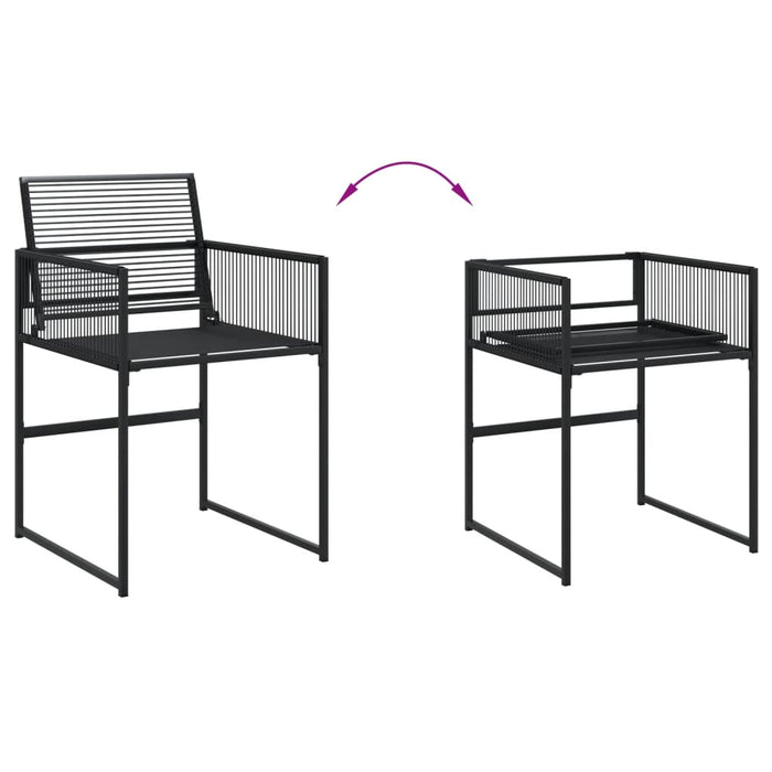 Set da Pranzo da Giardino 9 pz Nero in Polyrattan 3295050
