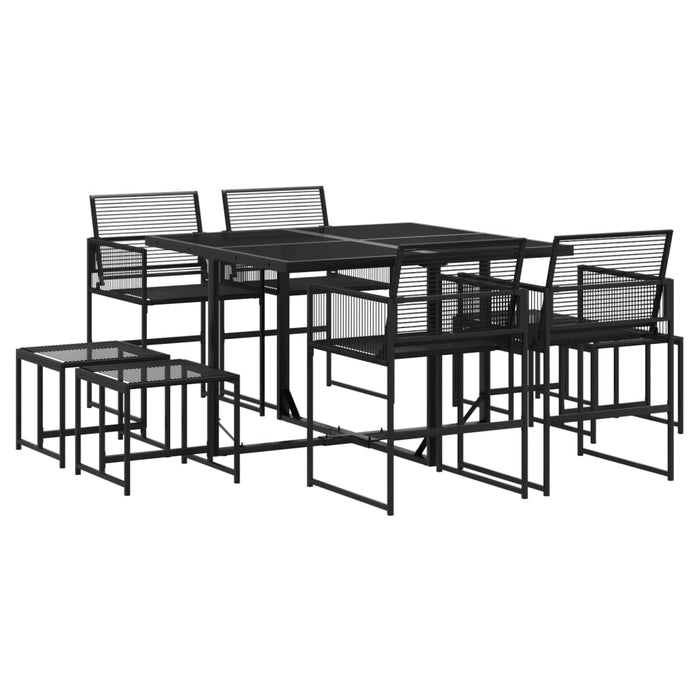 Set da Pranzo da Giardino 9 pz Nero in Polyrattan 3295053