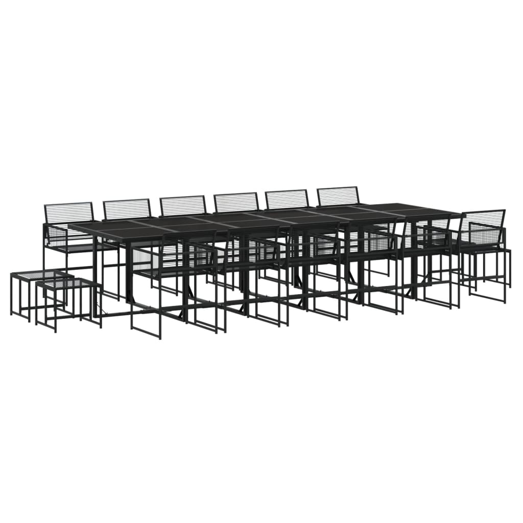 Set da Pranzo da Giardino 17 pz Nero in Polyrattan 3295057
