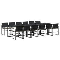 Set da Pranzo da Giardino 13pz con Cuscini Nero in Polyrattan 3295062