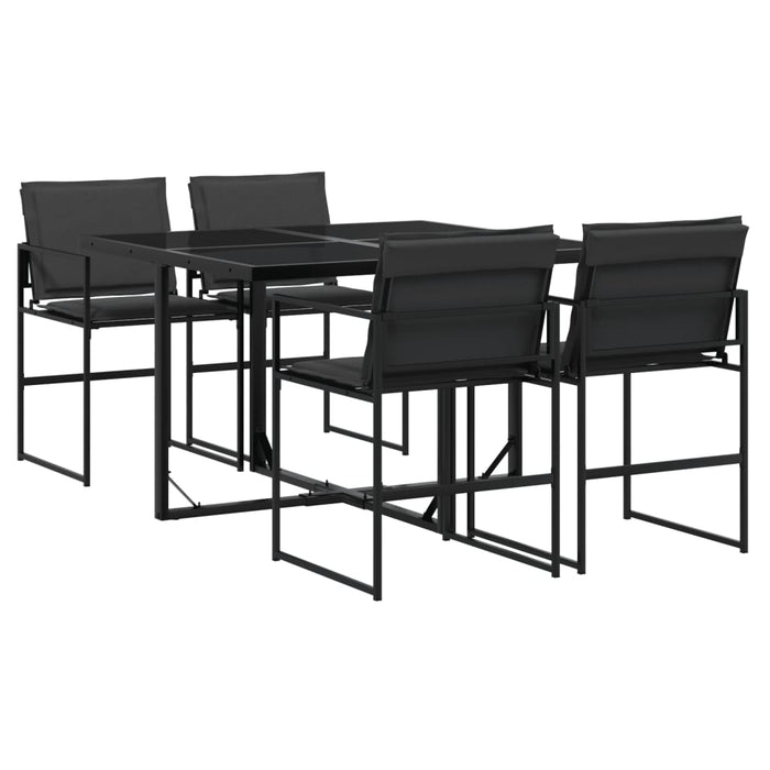 Set da Pranzo da Giardino con Cuscini Nero in Textilene 3295073