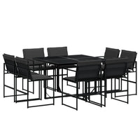 Set da Pranzo da Giardino 9 pz con Cuscini Nero in Textilene 3295078