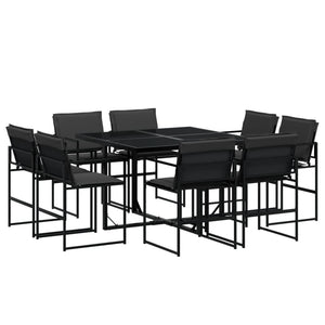 Set da Pranzo da Giardino 9 pz con Cuscini Nero in Textilene 3295078