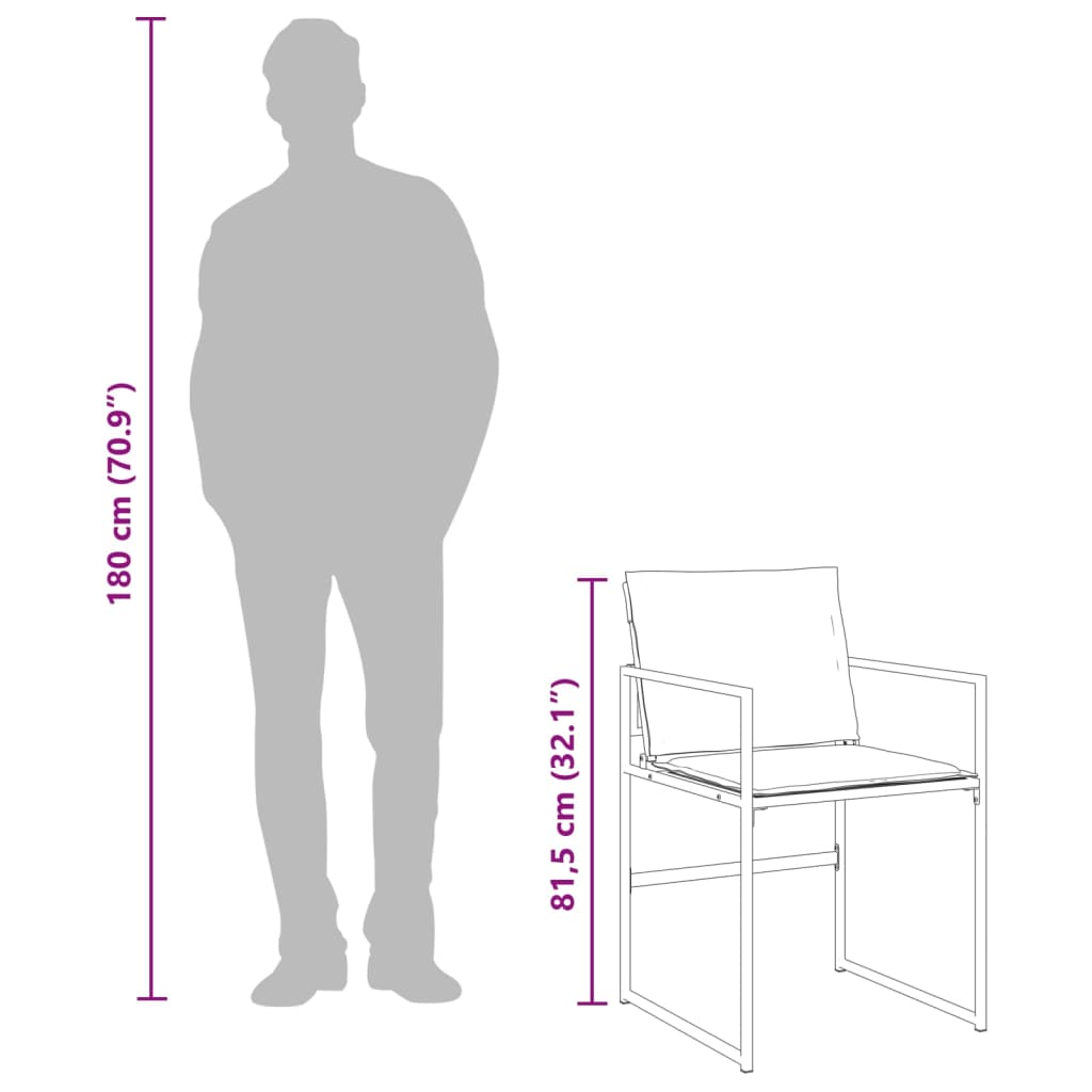 Set da Pranzo da Giardino 15 pz con Cuscini Nero in Textilene