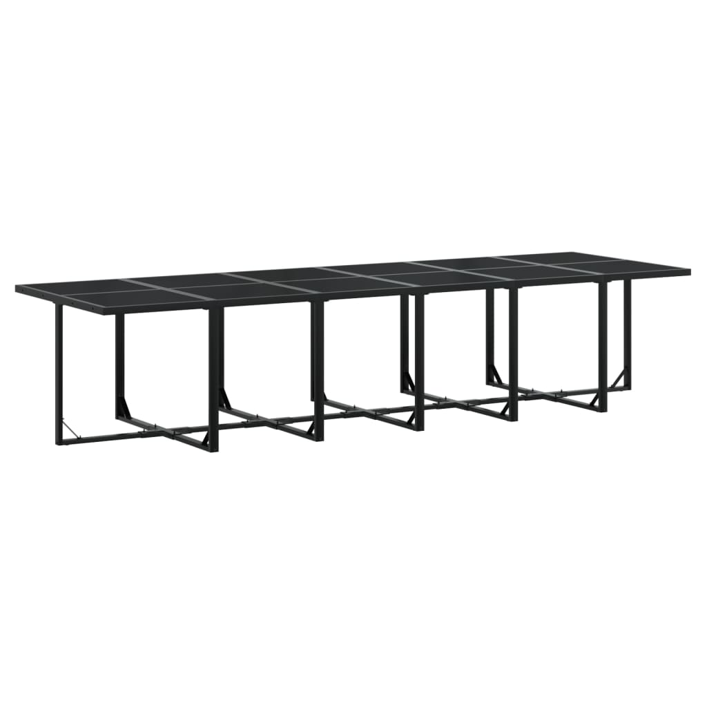 Set da Pranzo da Giardino 17 pz con Cuscini Nero in Textilene 3295082