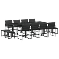 Set da Pranzo da Giardino 13 pz con Cuscini Nero in Textilene 3295085