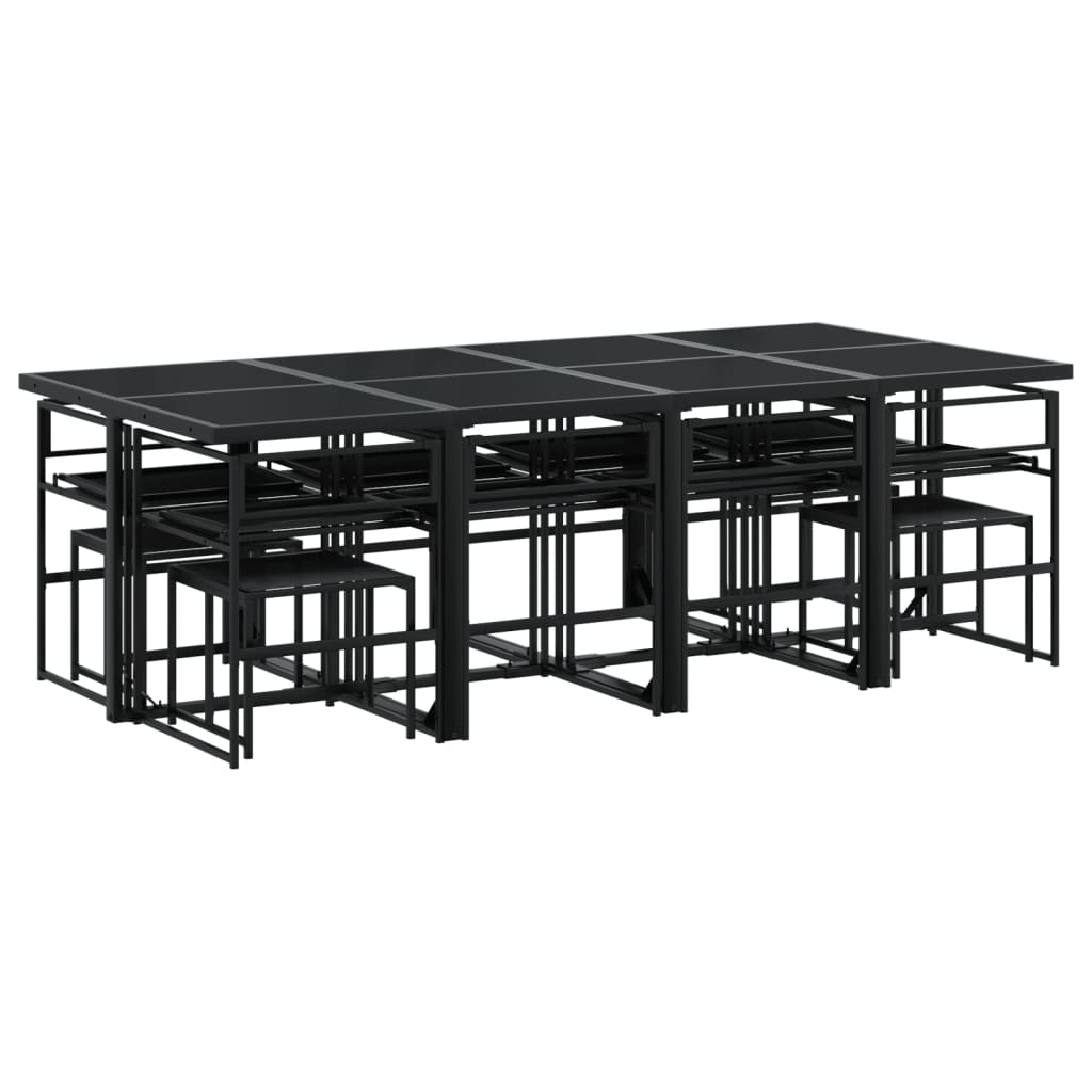 Set da Pranzo da Giardino 13 pz con Cuscini Nero in Textilene 3295085