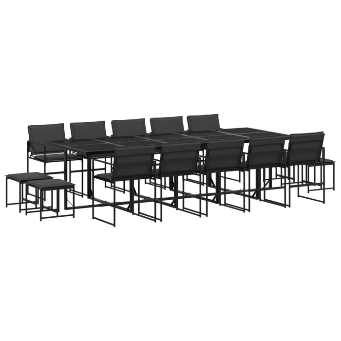 Set da Pranzo da Giardino 15 pz con Cuscini Nero in Textilene 3295086