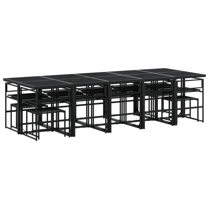 Set da Pranzo da Giardino 15 pz con Cuscini Nero in Textilene 3295086