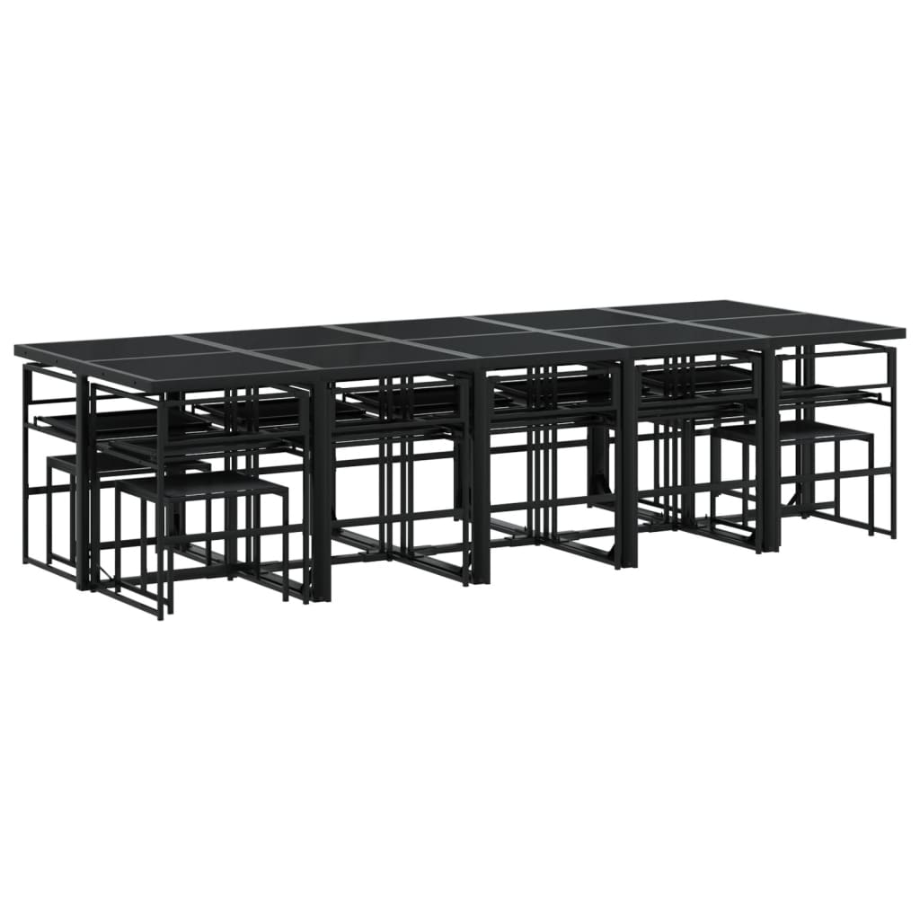 Set da Pranzo da Giardino 15 pz con Cuscini Nero in Textilene 3295086