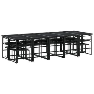 Set da Pranzo da Giardino 15 pz con Cuscini Nero in Textilene 3295086