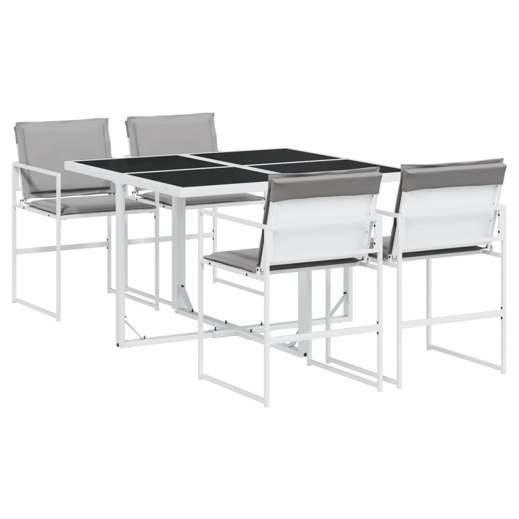 Set da Pranzo da Giardino 5 pz con Cuscini Bianco in Textilene 3295088