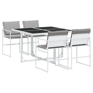 Set da Pranzo da Giardino 5 pz con Cuscini Bianco in Textilene 3295088