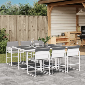 Set da Pranzo da Giardino 7 pz con Cuscini Bianco in Textilene 3295089