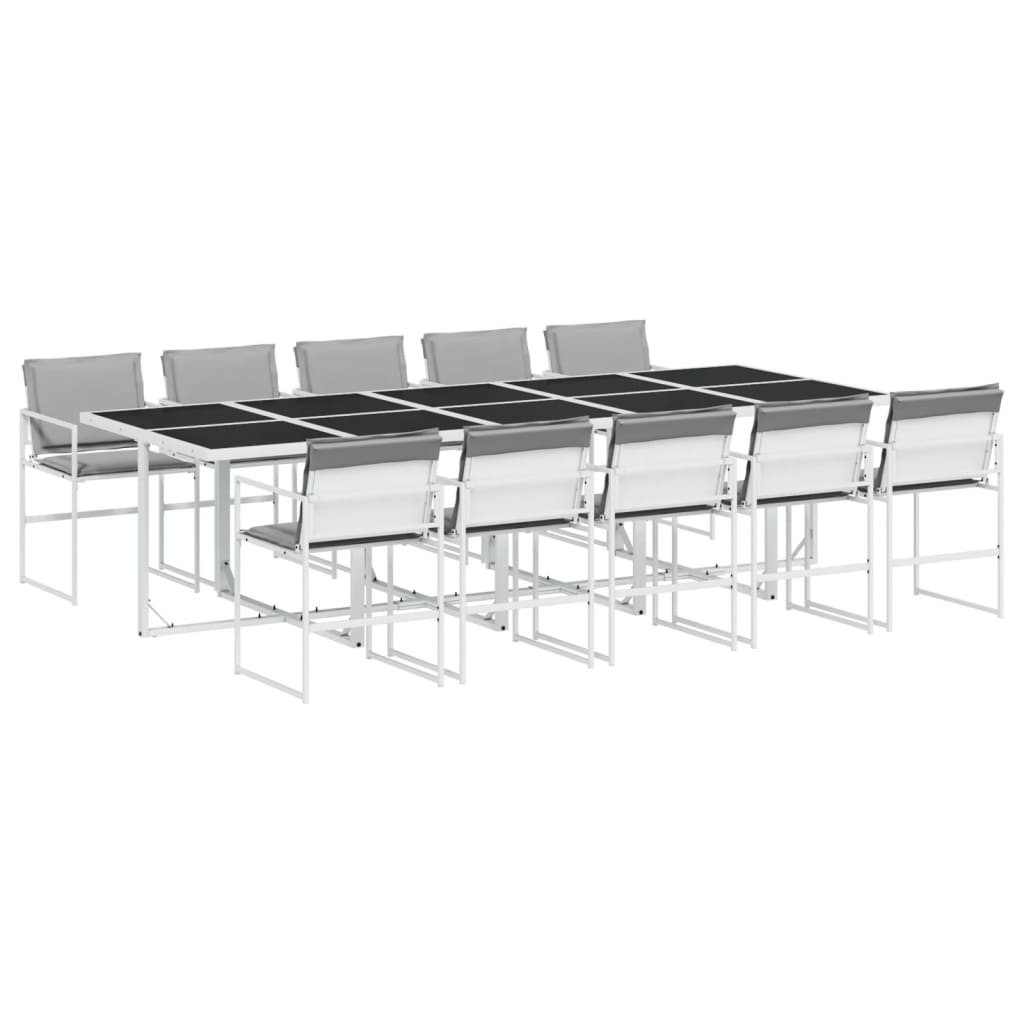 Set da Pranzo da Giardino 11 pz con Cuscini Bianco in Textilene 3295091
