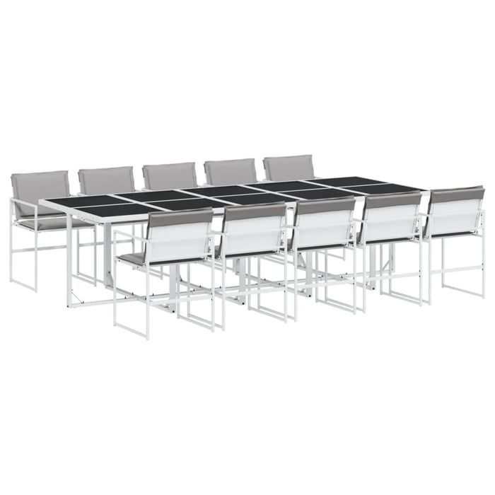 Set da Pranzo da Giardino 11 pz con Cuscini Bianco in Textilene 3295091