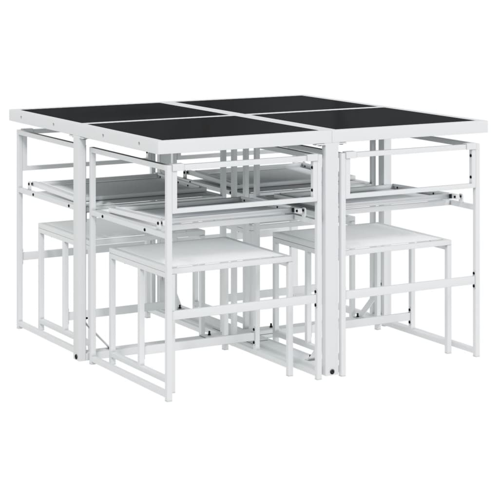 vidaXL Set da Pranzo da Giardino 9 pz con Cuscini Bianco in Textilene