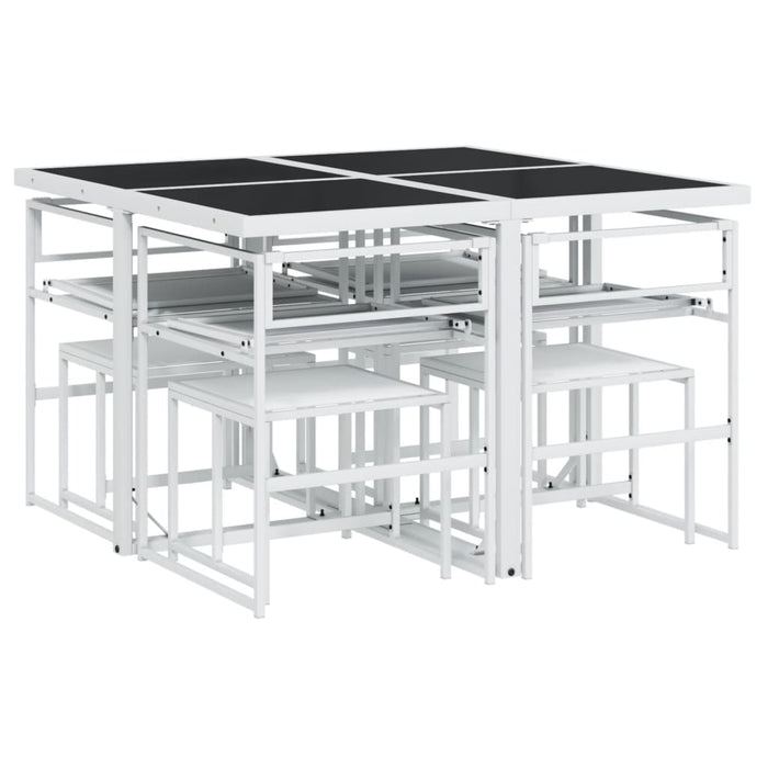 vidaXL Set da Pranzo da Giardino 9 pz con Cuscini Bianco in Textilene