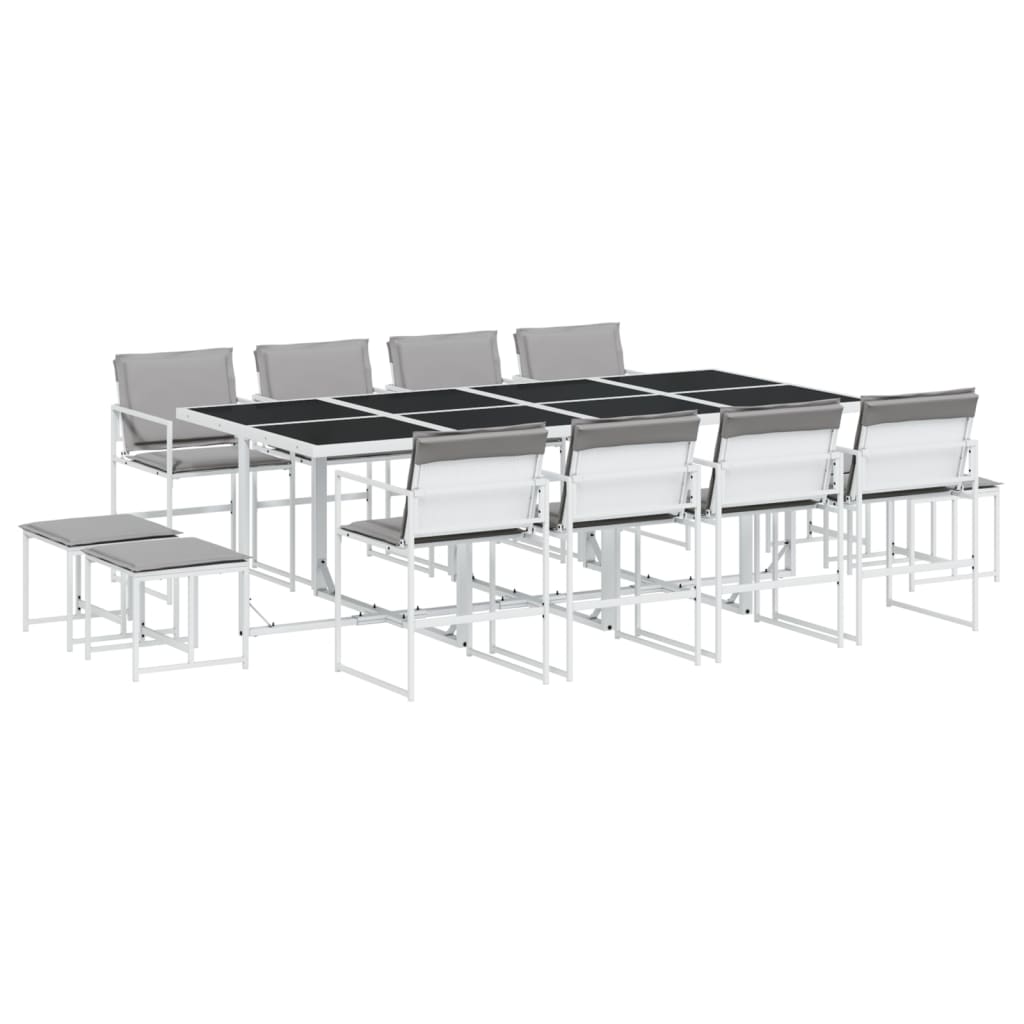 Set da Pranzo da Giardino 13 pz con Cuscini Bianco in Textilene 3295100