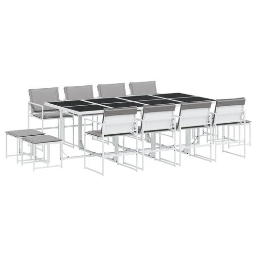 Set da Pranzo da Giardino 13 pz con Cuscini Bianco in Textilene 3295100