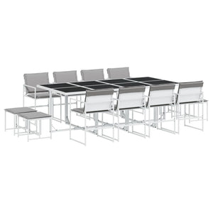 vidaXL Set da Pranzo da Giardino 13 pz con Cuscini Bianco in Textilene