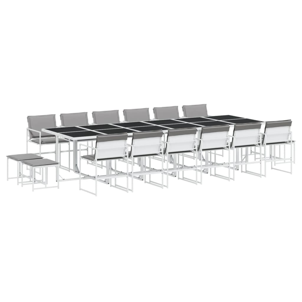 vidaXL Set da Pranzo da Giardino 17 pz con Cuscini Bianco in Textilene