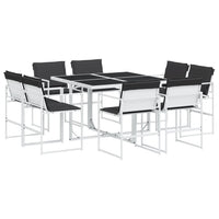 Set da Pranzo da Giardino 9 pz con Cuscini Bianco in Textilene 3295108