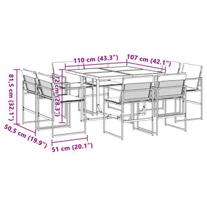 Set da Pranzo da Giardino 9 pz con Cuscini Bianco in Textilene 3295108