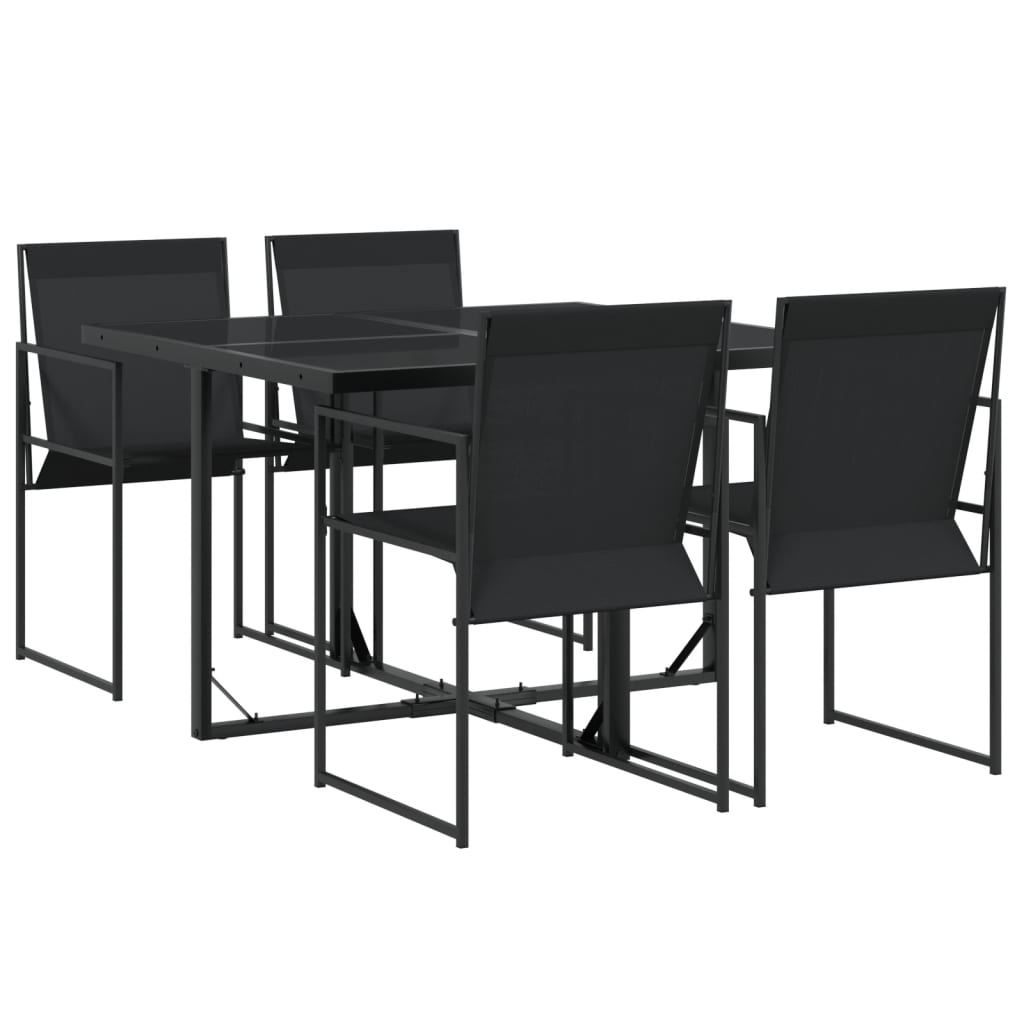 Set da Pranzo da Giardino 5 pz Nero in Textilene 3295118