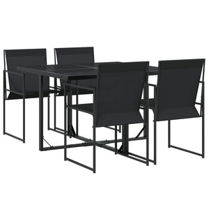 Set da Pranzo da Giardino 5 pz Nero in Textilene 3295118