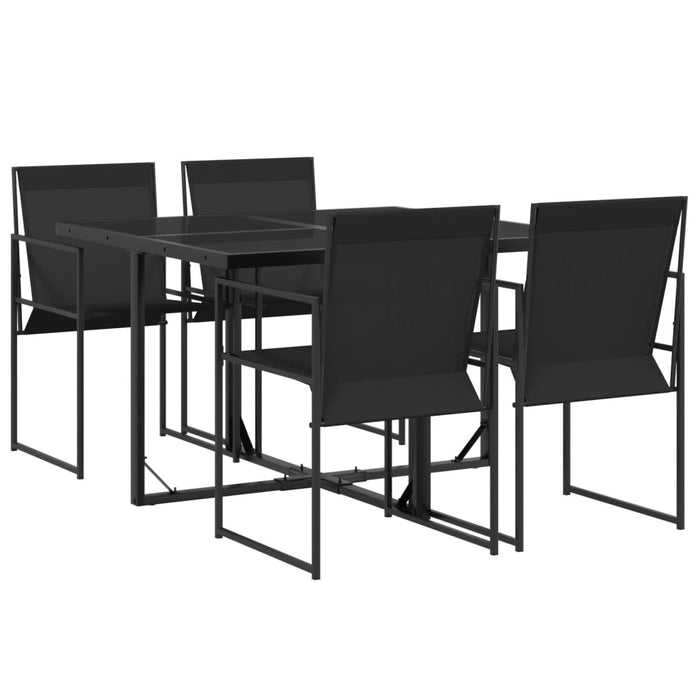 Set da Pranzo da Giardino 5 pz Nero in Textilene 3295118