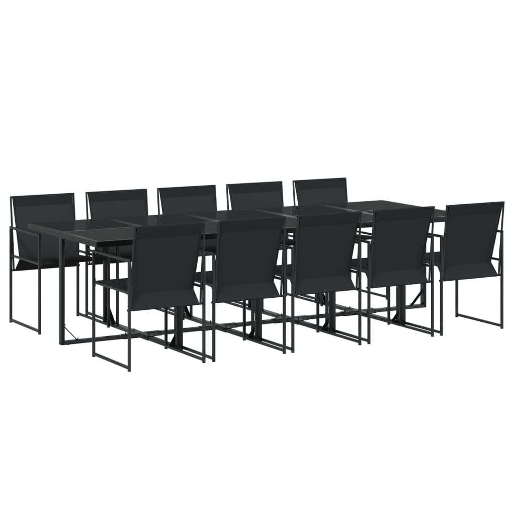 Set da Pranzo da Giardino 11 pz Nero in Textilene 3295121