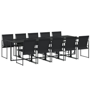 Set da Pranzo da Giardino 11 pz Nero in Textilene 3295121