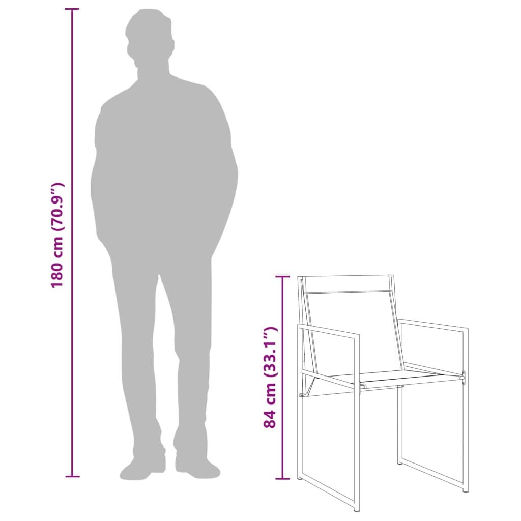 Set da Pranzo da Giardino 11 pz Nero in Textilene 3295121