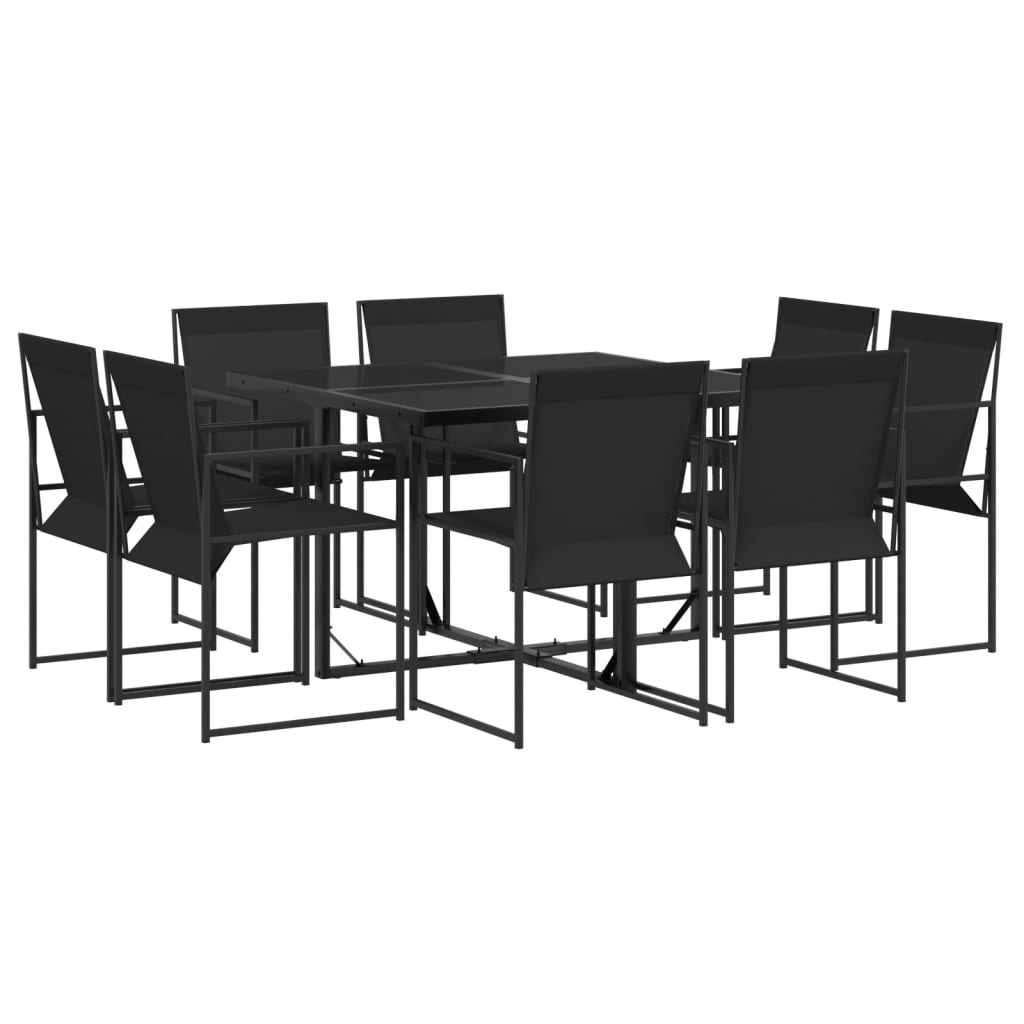 Set da Pranzo da Giardino 9 pz Nero in Textilene 3295123