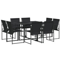 Set da Pranzo da Giardino 9 pz Nero in Textilene 3295123