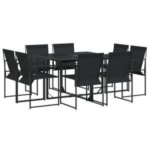 Set da Pranzo da Giardino 9 pz Nero in Textilene 3295123