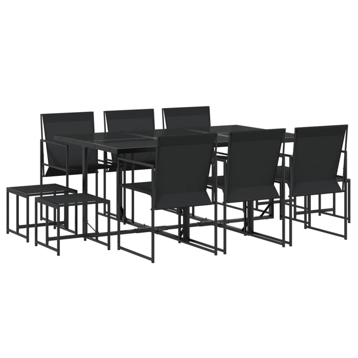 Set da Pranzo da Giardino 11 pz Nero in Textilene 3295129