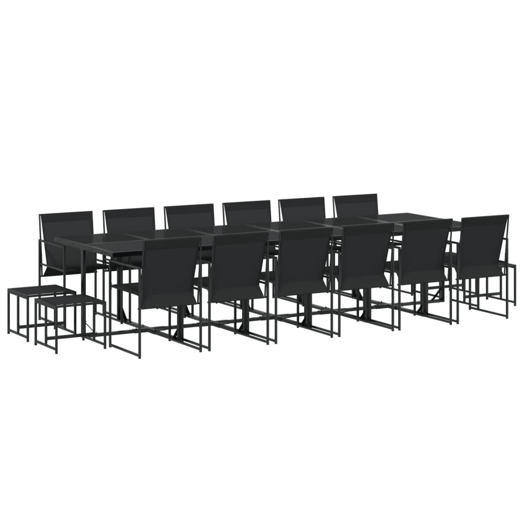 Set da Pranzo da Giardino 17 pz Nero in Textilene 3295132