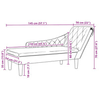 Sdraio con Cuscino e Bracciolo Destro in Tessuto Grigio Nuvola 4009770