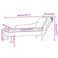 Sdraio con Cuscino e Bracciolo Destro in Velluto Nero 4009777
