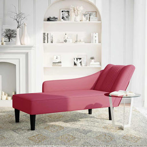 vidaXL Sdraio con Bracciolo Destro in Velluto Rosso Vino