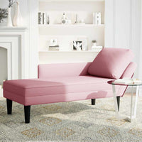 Sdraio con Cuscino e Bracciolo Destro in Velluto Rosa 4009810