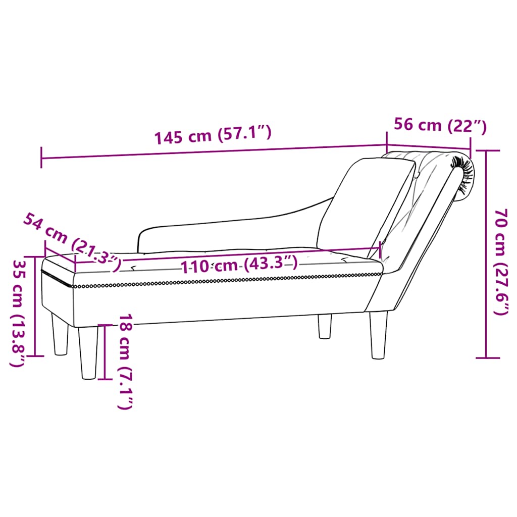 vidaXL Sdraio con Cuscino e Bracciolo Destro Similpelle Grigio Scuro