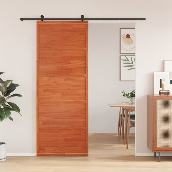 Porta del Granaio Marrone 80x208 cm in Legno Massello di Pino 850637