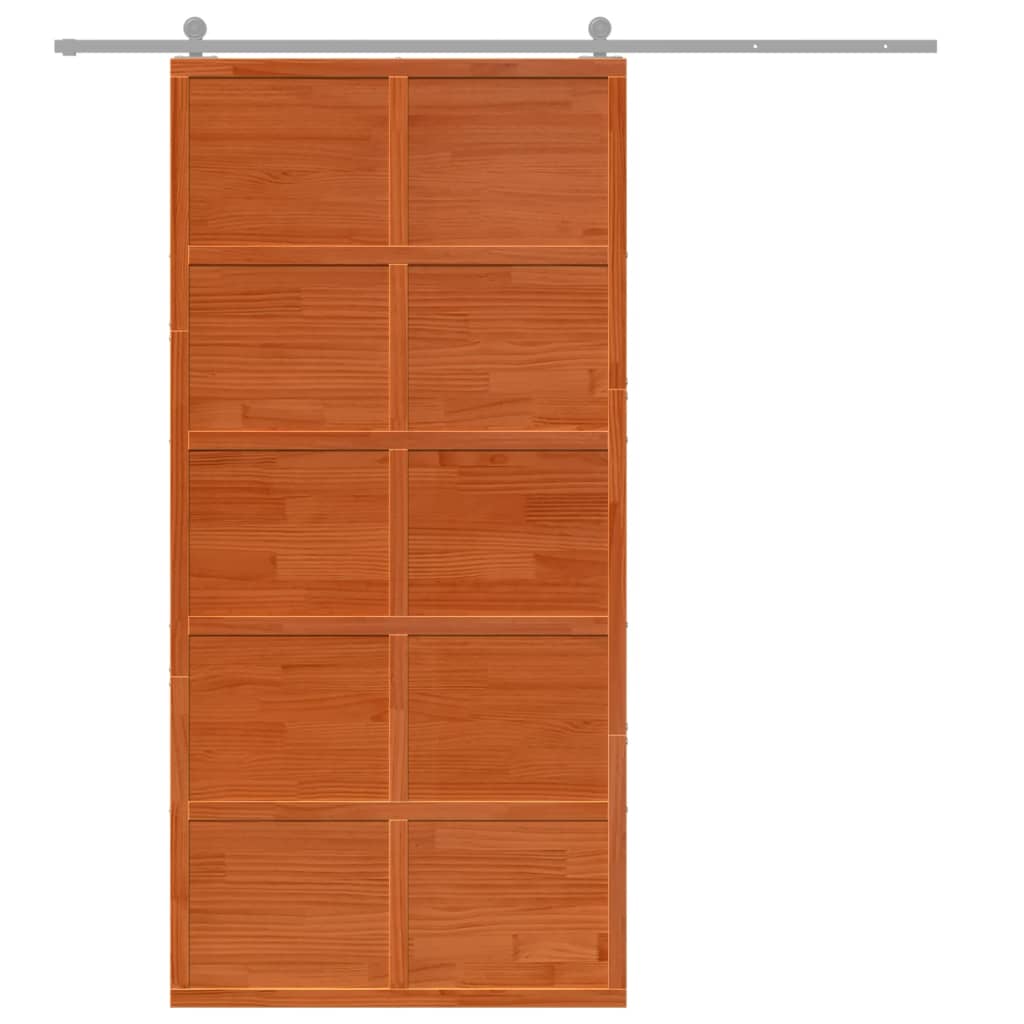 Porta del Granaio Marrone 100x208 cm in Legno Massello di Pino 850640