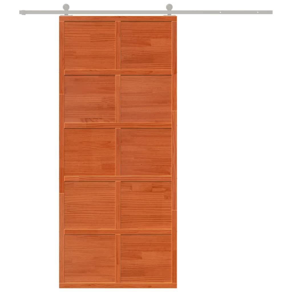 Porta del Granaio Marrone 90x208 cm in Legno Massello di Pino 850643