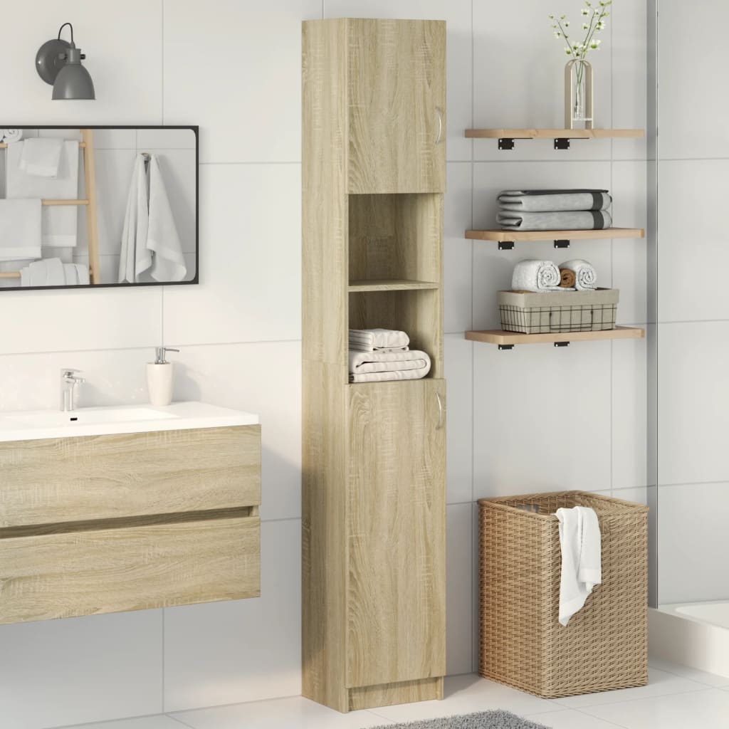 Mobile da Bagno Rovere Sonoma 32x25,5x190 cm Legno Multistrato 849606