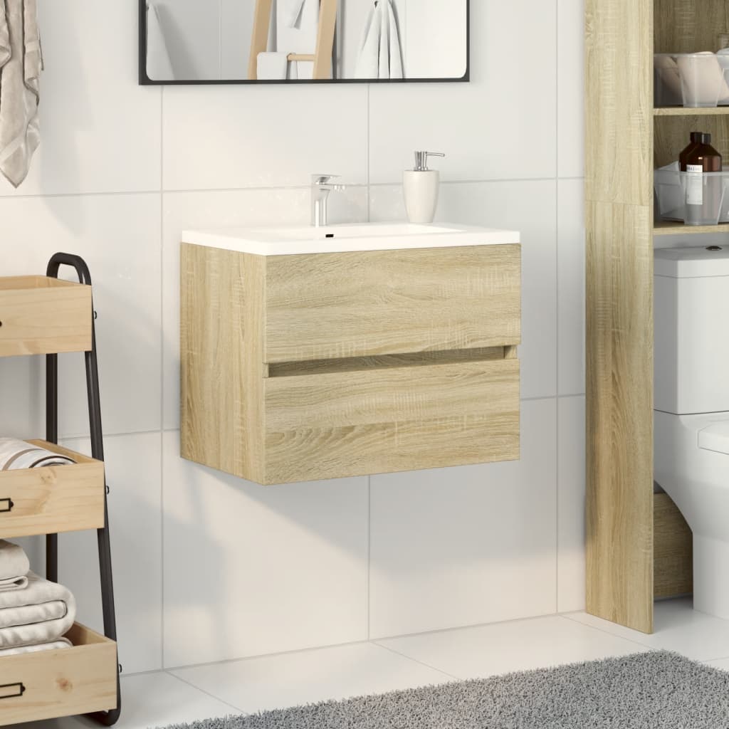 Mobile Lavabo-Armadietto da bagno Rovere Sonoma 60x38,5x45 cm in Legno Multistrato